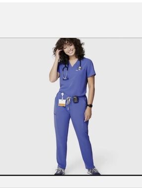 Women's Figs Medical Scrub Set - PURPLE/BLUE SZ.XL